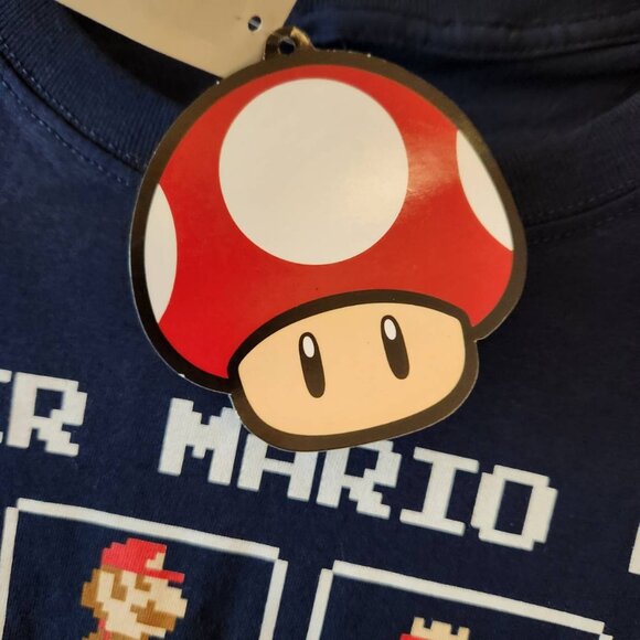 Super Mario Bros. Vintage Style Characters T-Shirt 2XL100% Cotton Blue Tee NWT - Picture 5 of 8